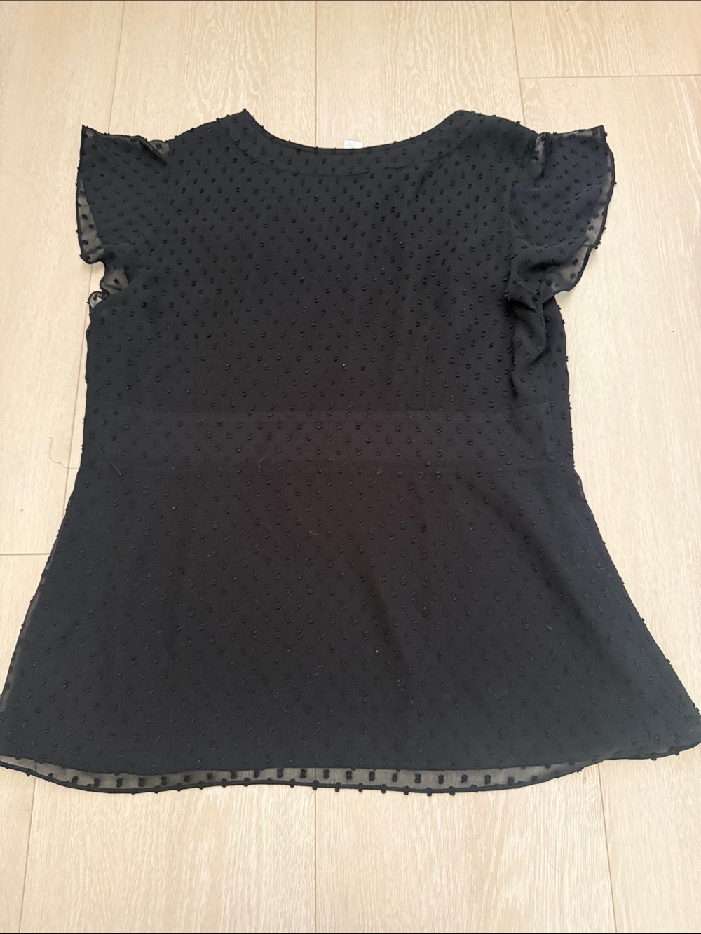 LOFT Black Swiss Dot V-Neck Button Blouse - Picture 6 of 6